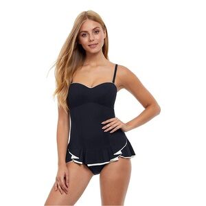 PROFILE BY GOTTEX
BELLE CURVE BANDEAU STRAPLESS‎ SWIM DRESS Black White 12